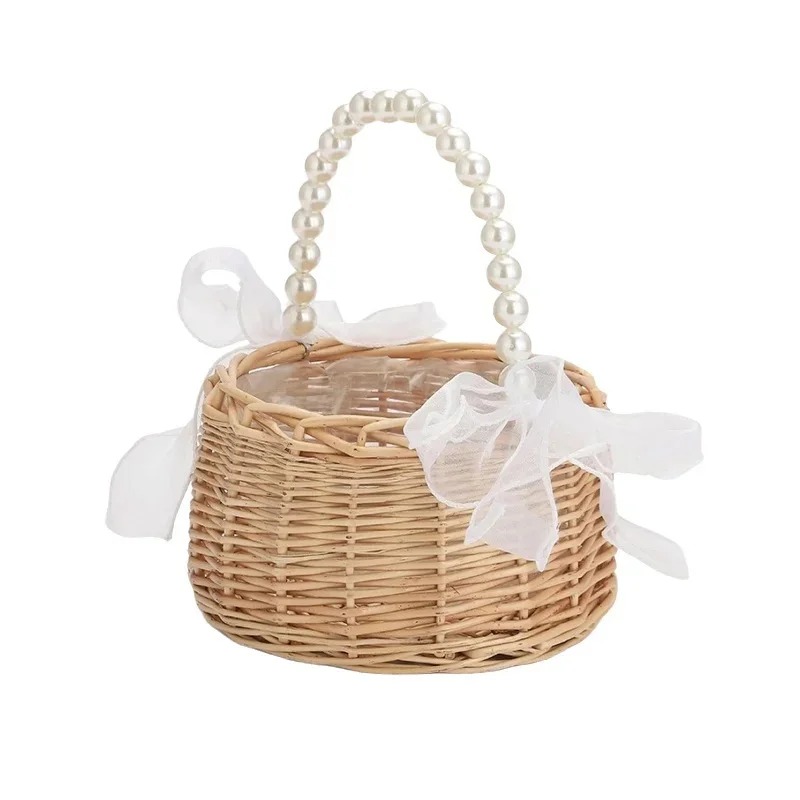 Gardening Tools Girls - Keranjang Bunga Pernikahan Rotan dengan Pegangan